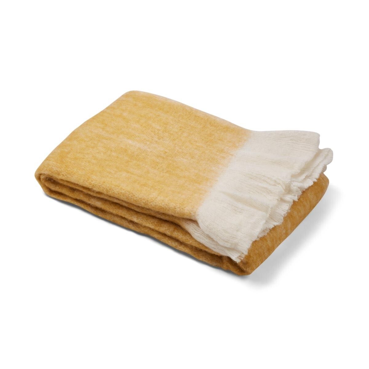Throw of Mohair Wool | 130x170 cm Mustard