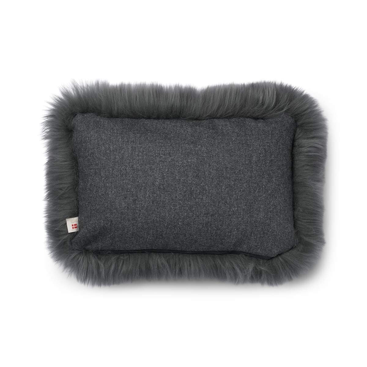 Long Wool Sheepskin Cushion | 34x52 cm Rock/Steel