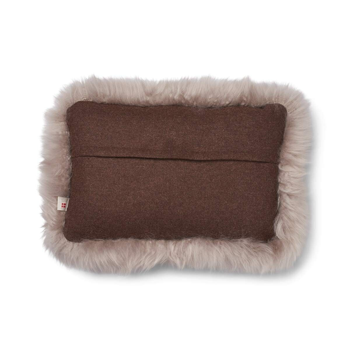Wool Cushion | Long Wool trim  | 52x52 cm Brown/Dove