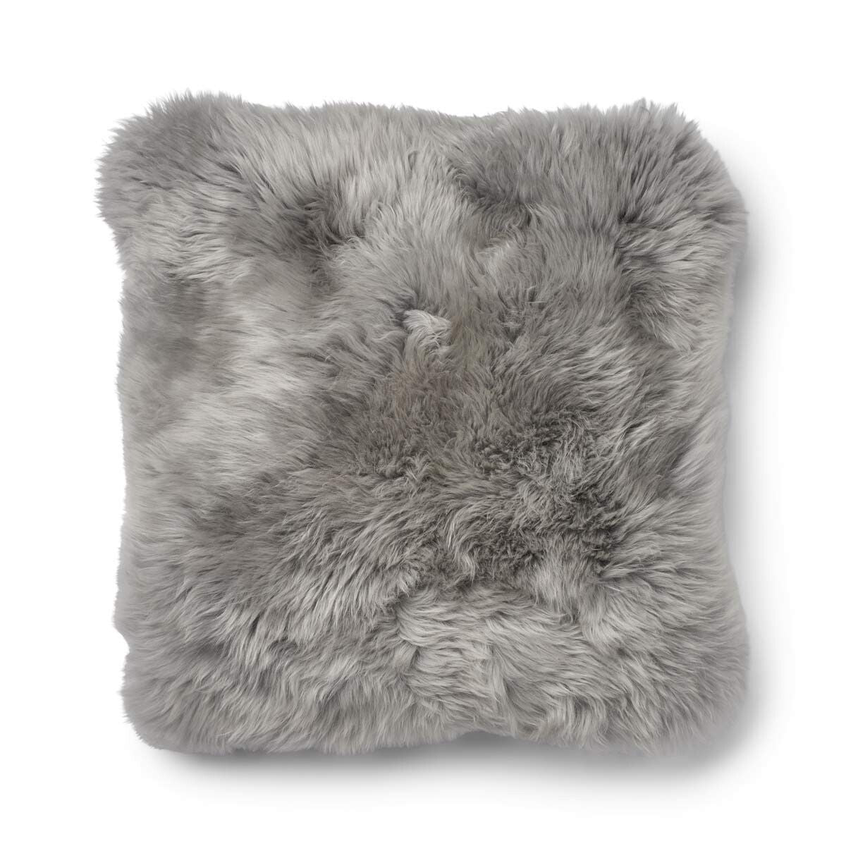 Long Wool Sheepskin Cushion | 52x52 cm Stone/Light Grey