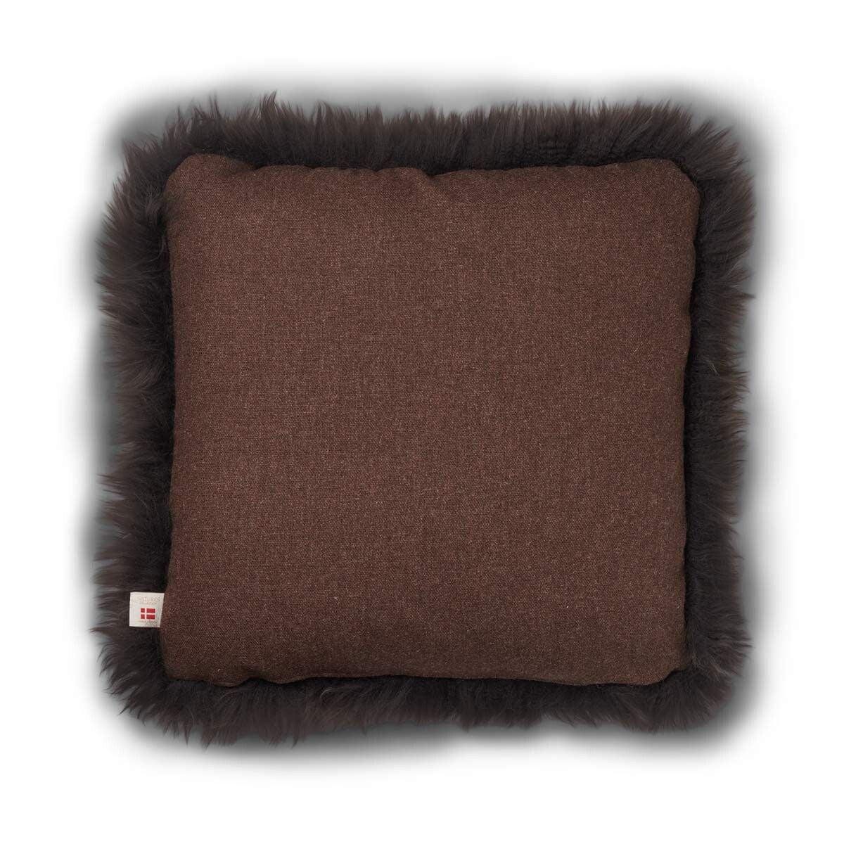 Long Wool Sheepskin Cushion | 52x52 cm Brown/Walnut