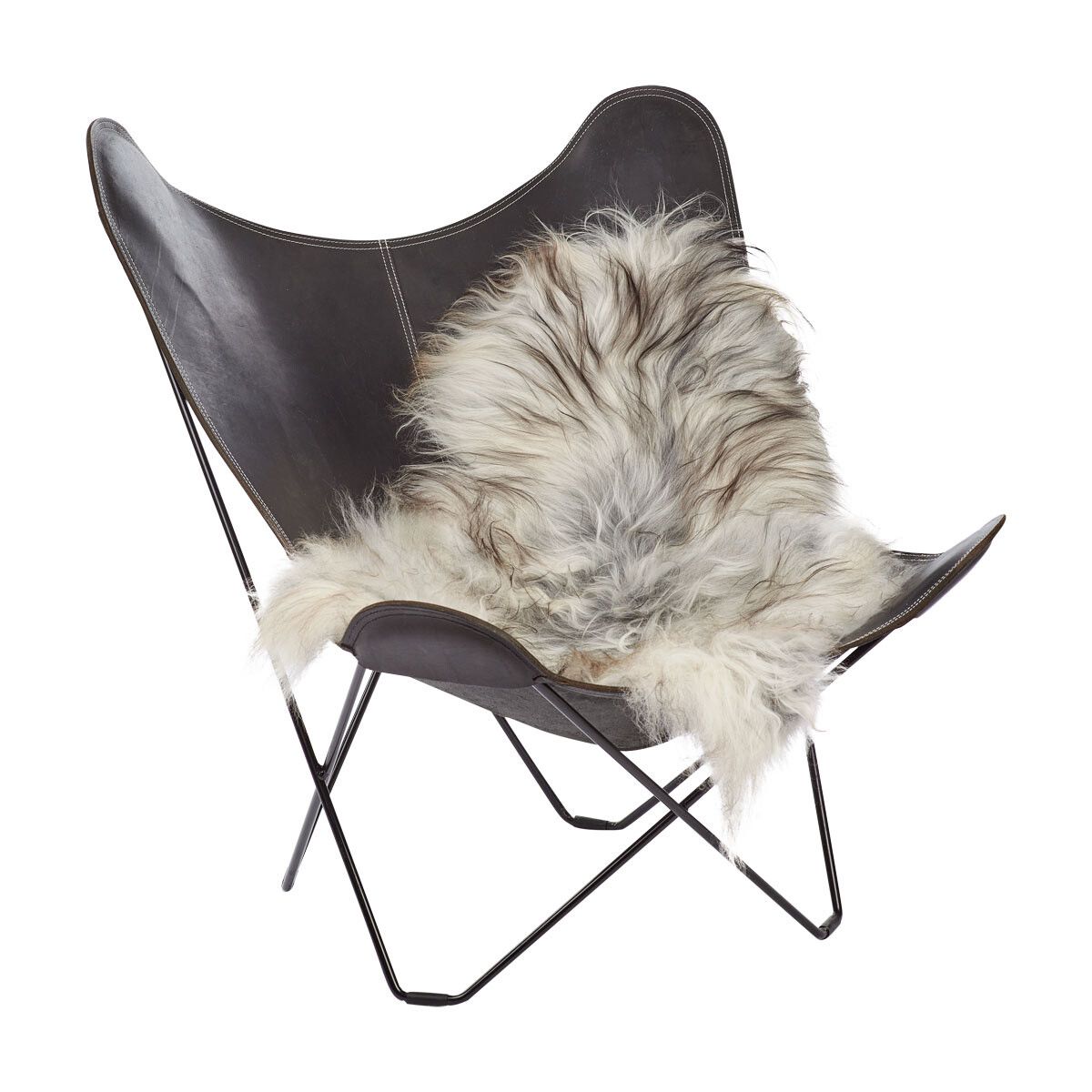 Icelandic Sheepskin | Natural Colors | Long Wool | 100-120 cm Natural Grey