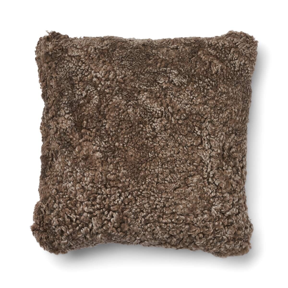 One Side Cushion | Short Wool | 52x52 cm Cocoa-Dark Brown/Taupe