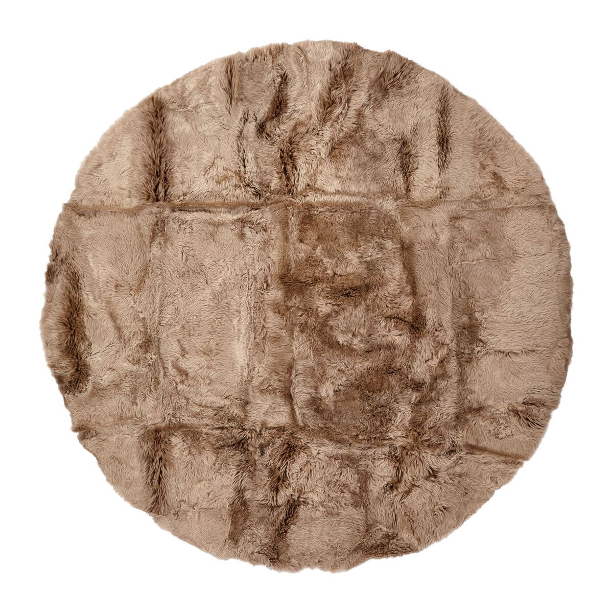 Long Wool Sheepskin Design Rug | D140 cm Taupe