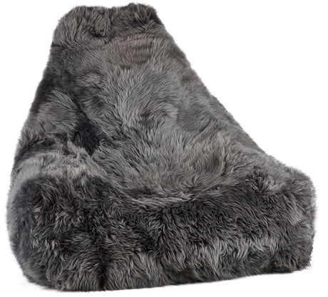 Sheepskin Bean Bag Chair | Long Wool Steel