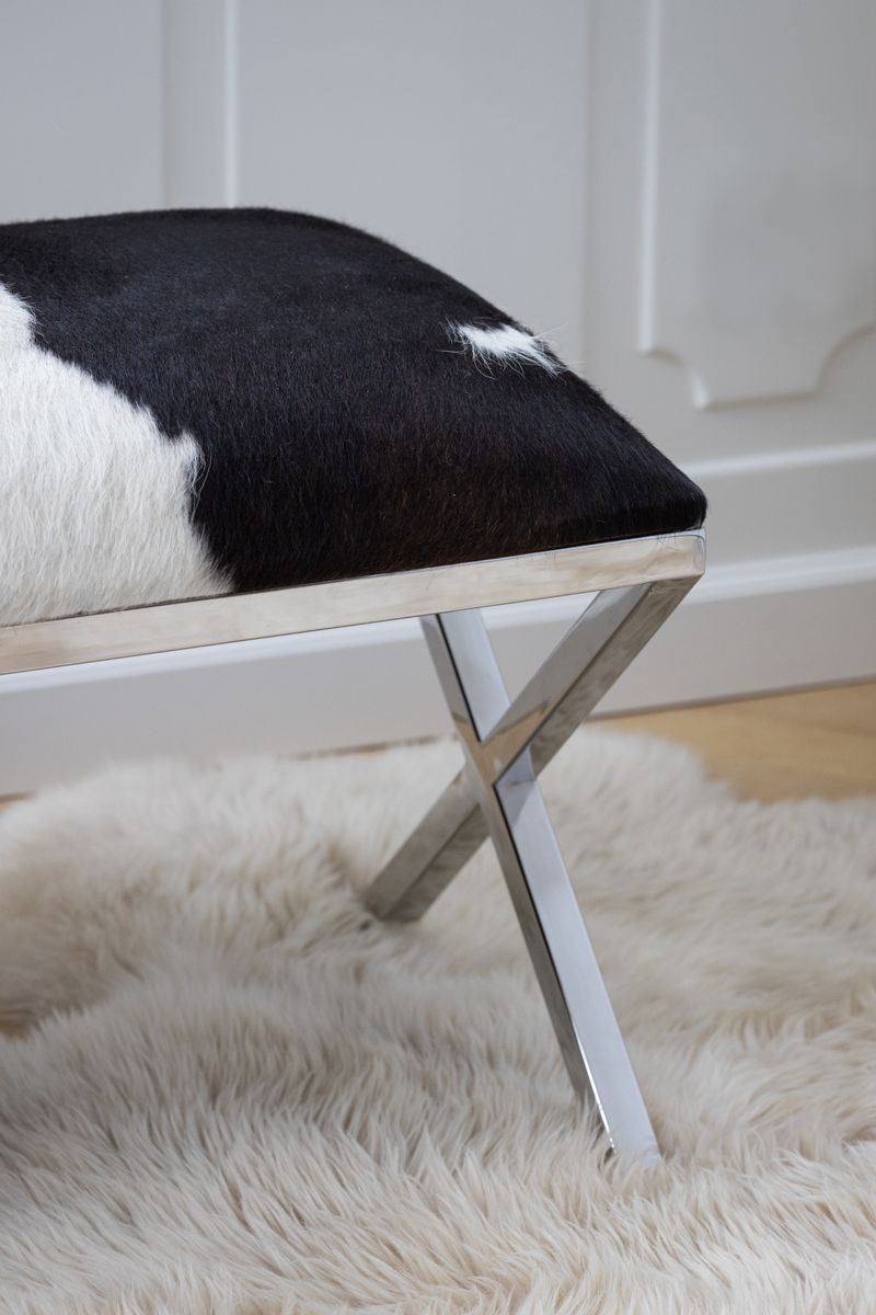 Stool Of Cow Hide | 45x45x45 cm Salt/Pepper/Black/White