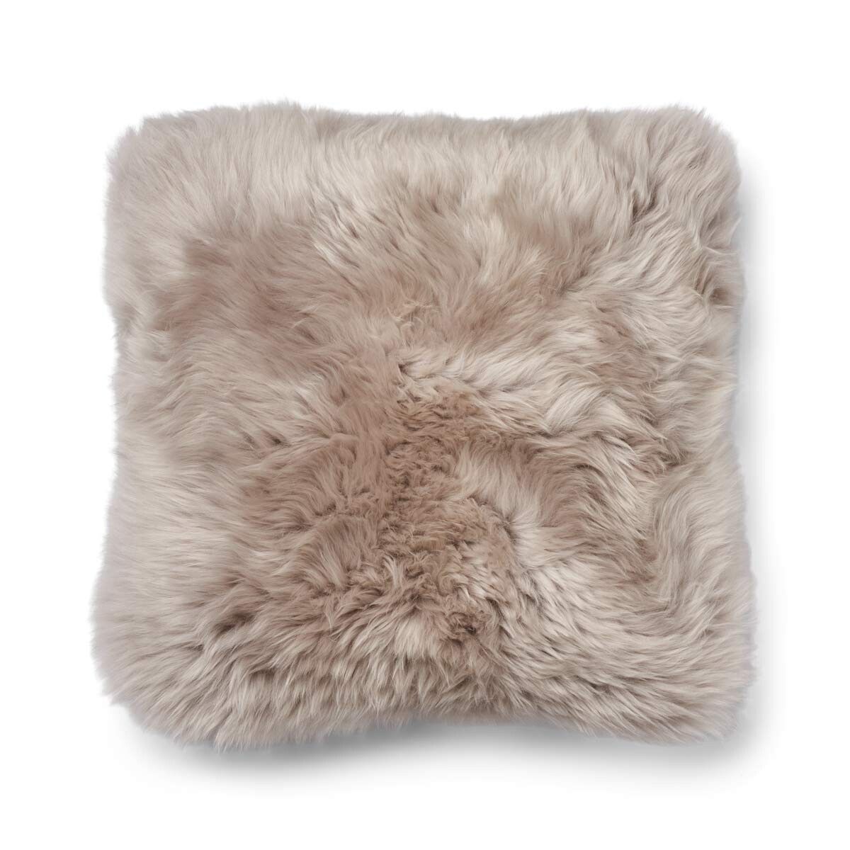 Long Wool Sheepskin Cushion | 52x52 cm Brown/Dove