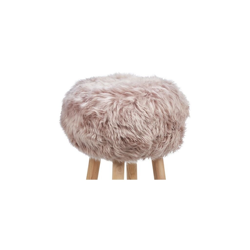 Long Wool Stool Cover | Ø35xH17 cm Dove