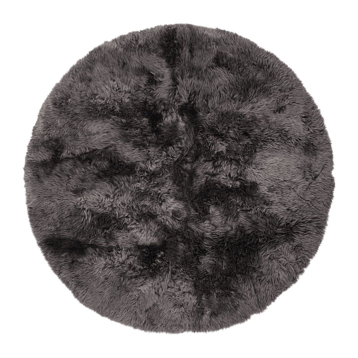 Long Wool Sheepskin Design Rug | D180 cm | D250 cm Steel