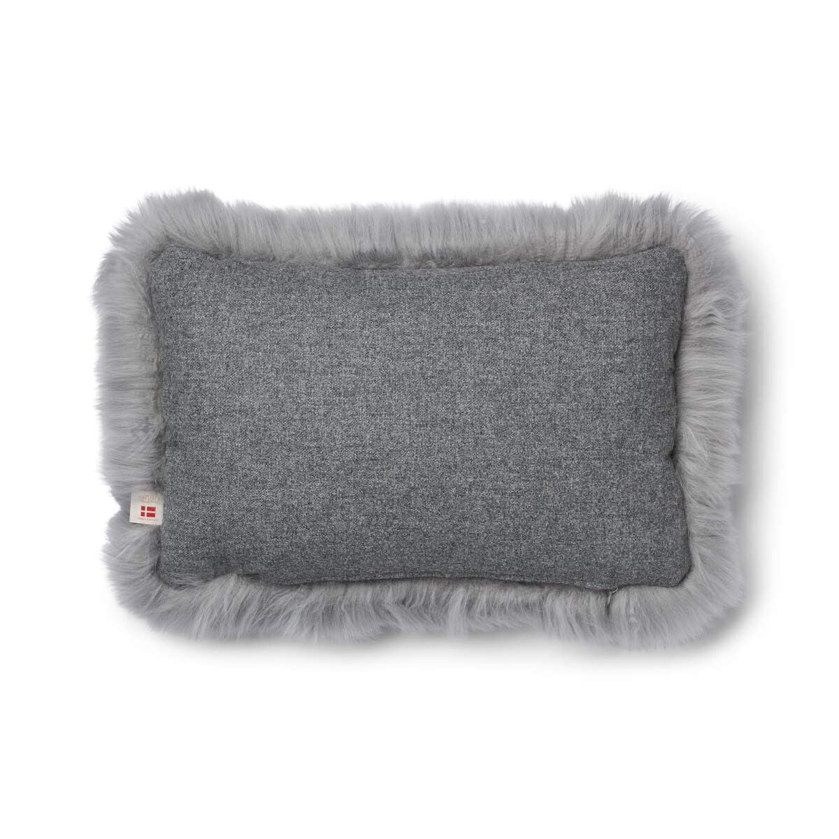 Long Wool Sheepskin Cushion | 34x52 cm Stone/Light Grey