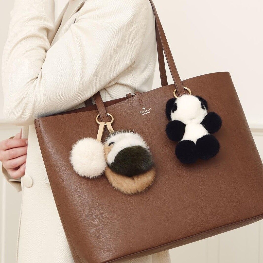 Little Panda Keyring Black/White