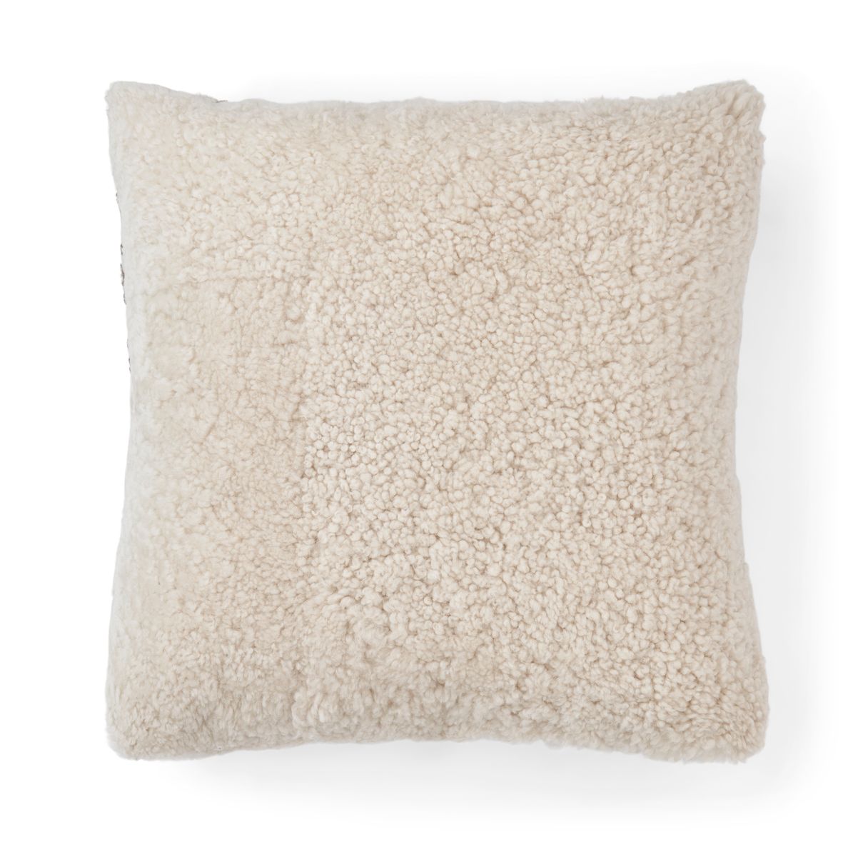 Short Wool Sheepskin Cushion | Doublesided | 46x46 cm Taupe/Pearl/Ivory