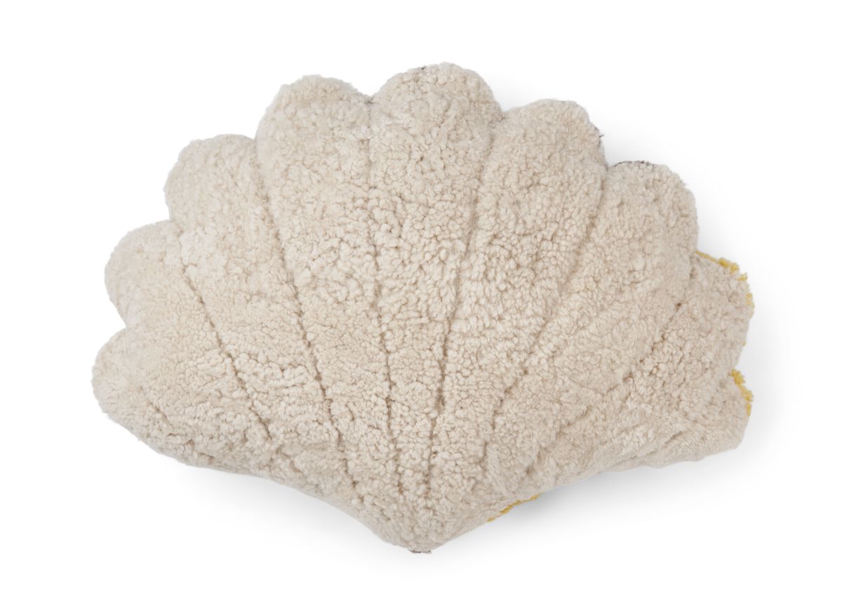 Short Wool Shell Cushion Pattern | Medium | 35x50 cm | 42x58 cm | 75x54 cm Yellow/Taupe/Pearl