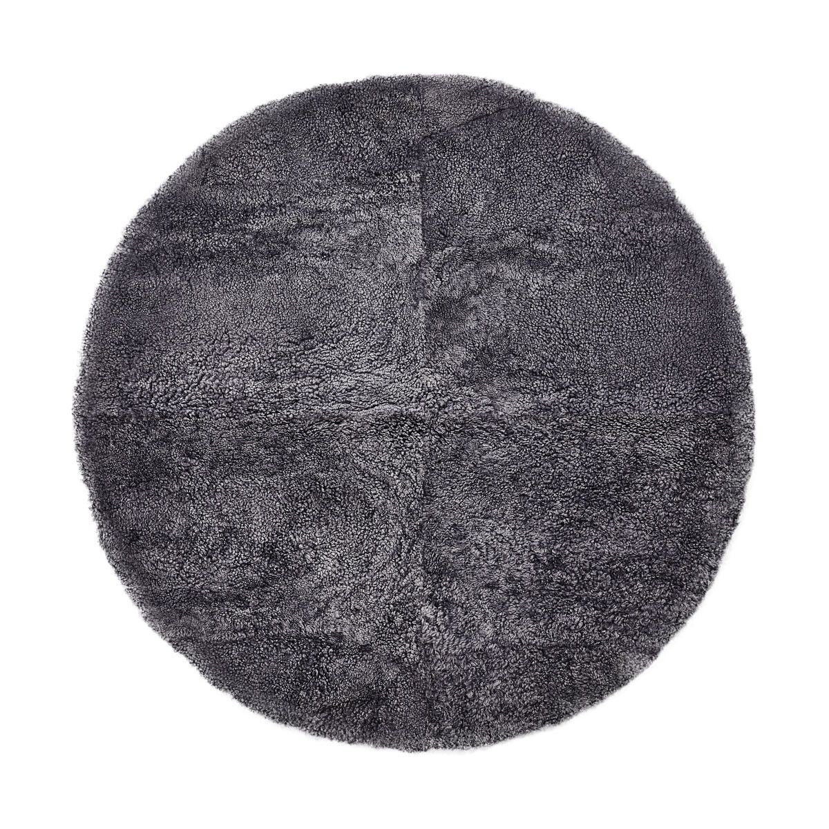 Short Wool Curly Sheepskin Design Rug | D140 cm Anthracite