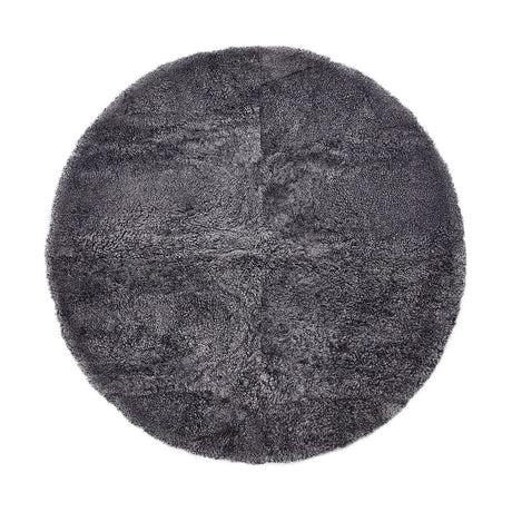Short Wool Curly Sheepskin Design Rug | D140 cm Anthracite