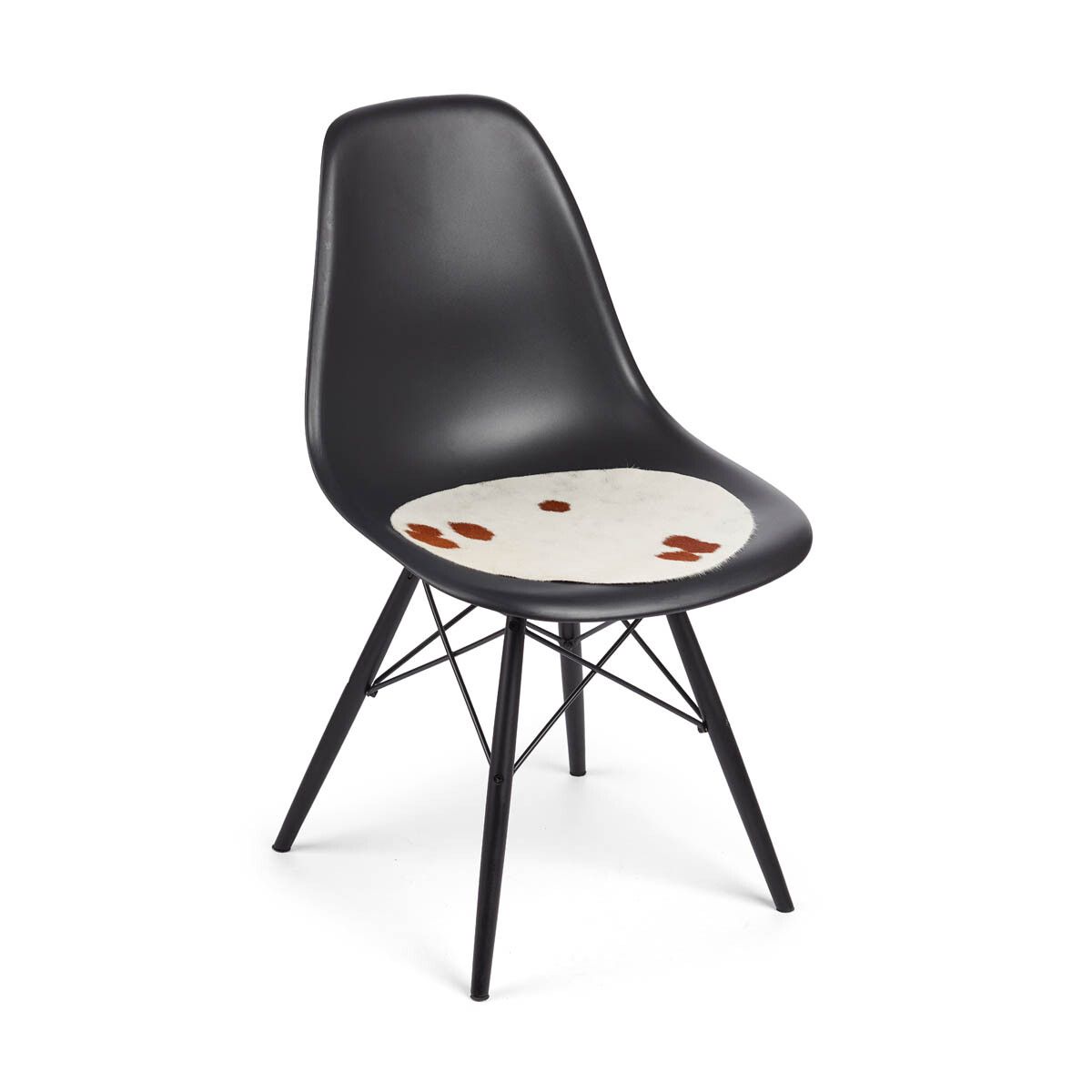 Cow Hide Seat Cover | Ø37 cm Salt/Pepper/Brown/White