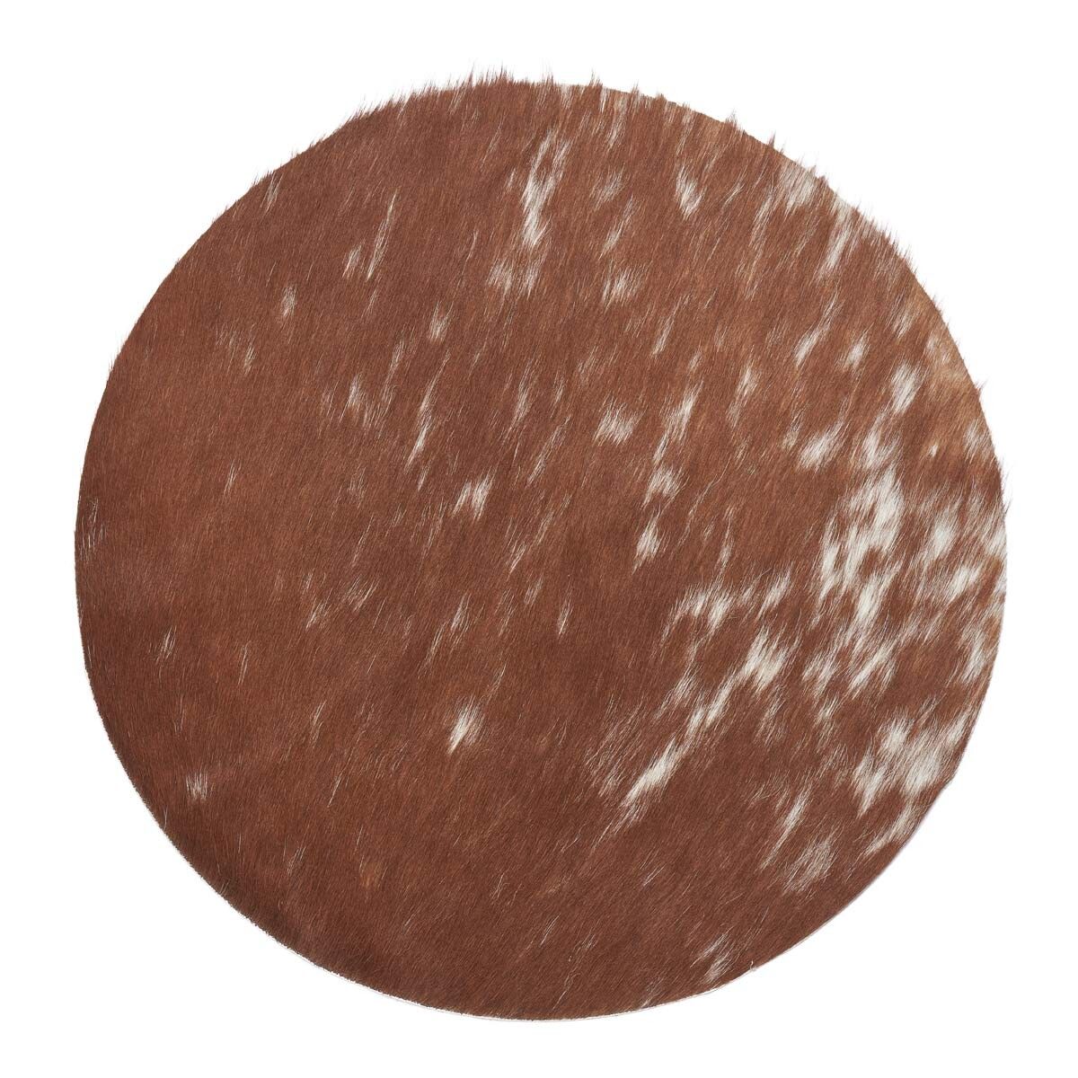 Cow Hide Seat Cover | Ø37 cm Salt/Pepper/Brown/White