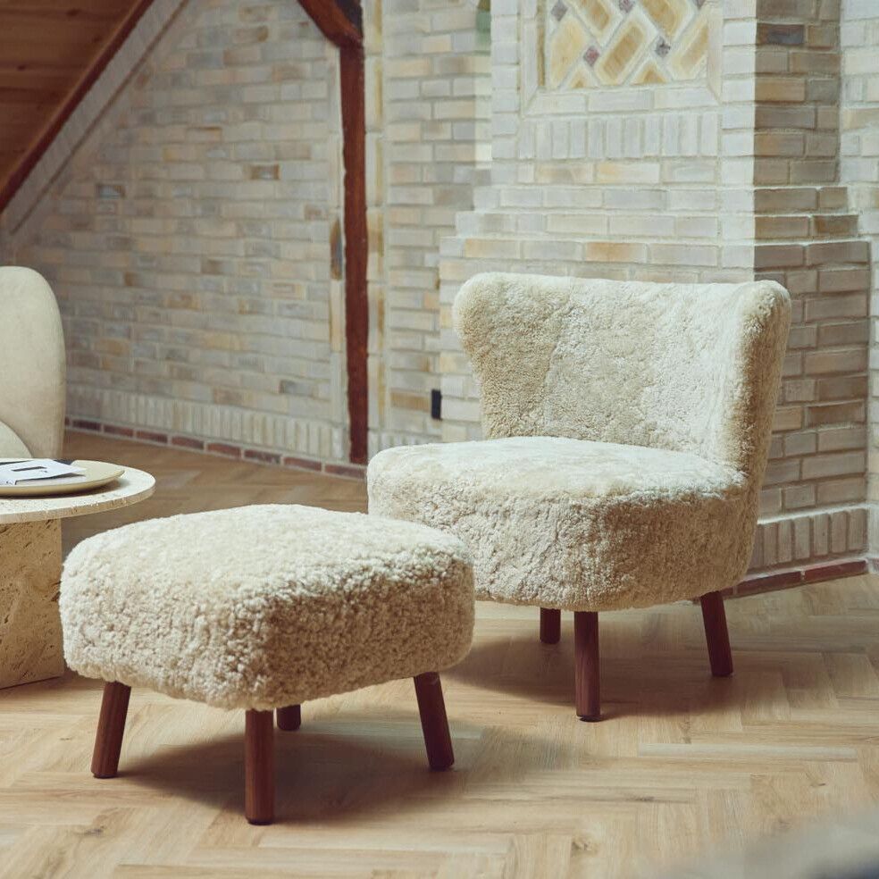 Emil Foot Rest | Short Wool Anthracite