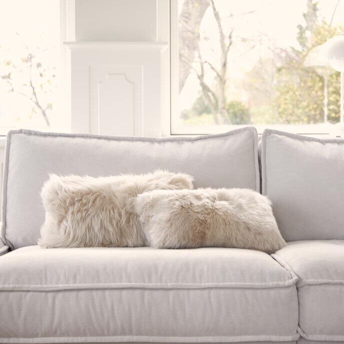 Long Wool Sheepskin Cushion | 28x56 cm Black