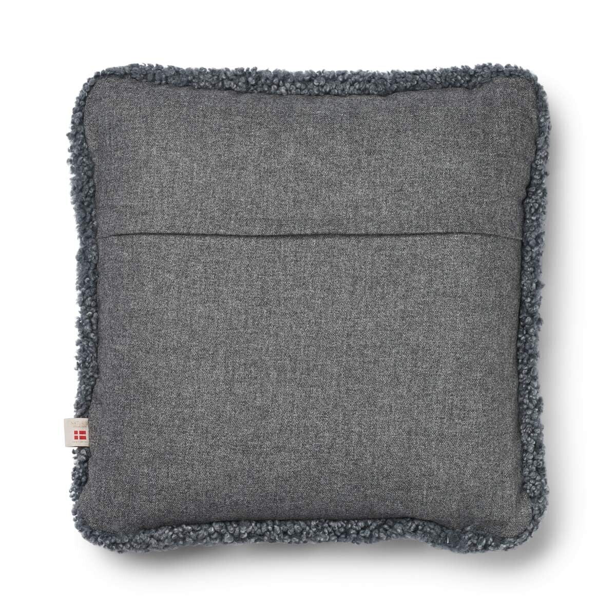 Short-Wool Sheepskin Cushion | SW trim | 52x52 cm Stone/Light Grey
