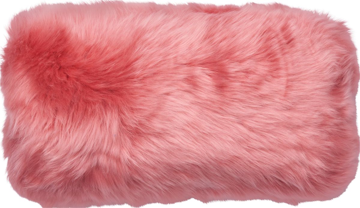 Long Wool Sheepskin Cushion | Doublesided | New Zealand | 25x50 cm Coral Lantana