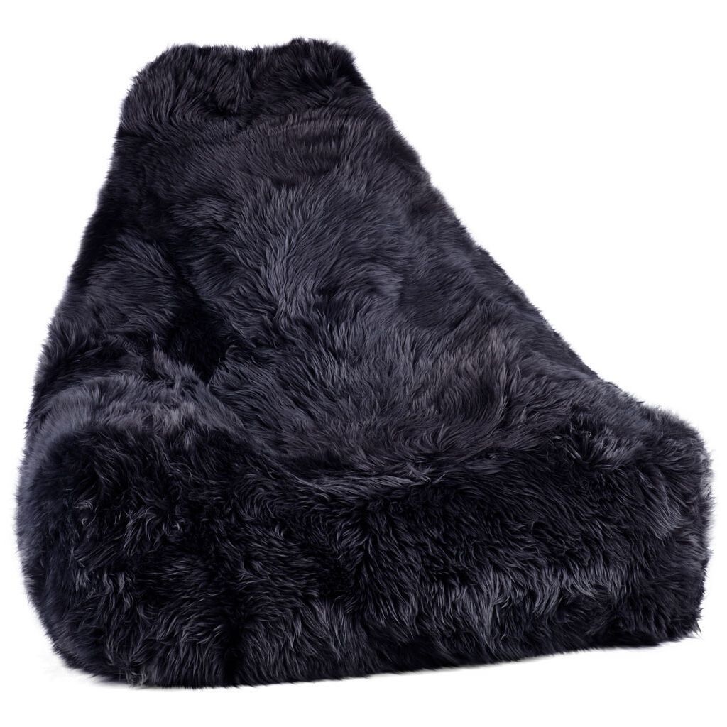 Sheepskin Bean Bag Chair | Long Wool | 100x100x80 cm Navy