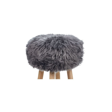 Long Wool Stool Cover | Ø35xH17 cm Steel