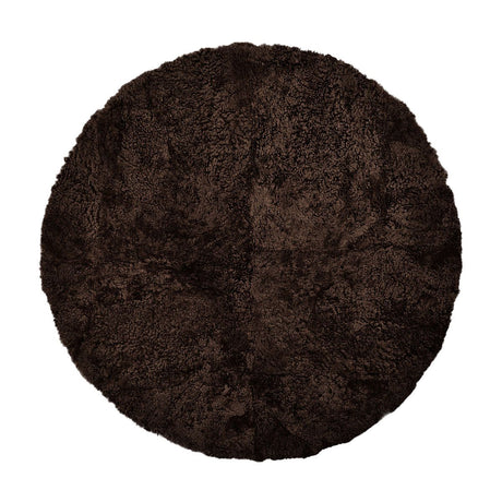 Short Wool Curly Sheepskin Design Rug | D140 cm Cappuccino