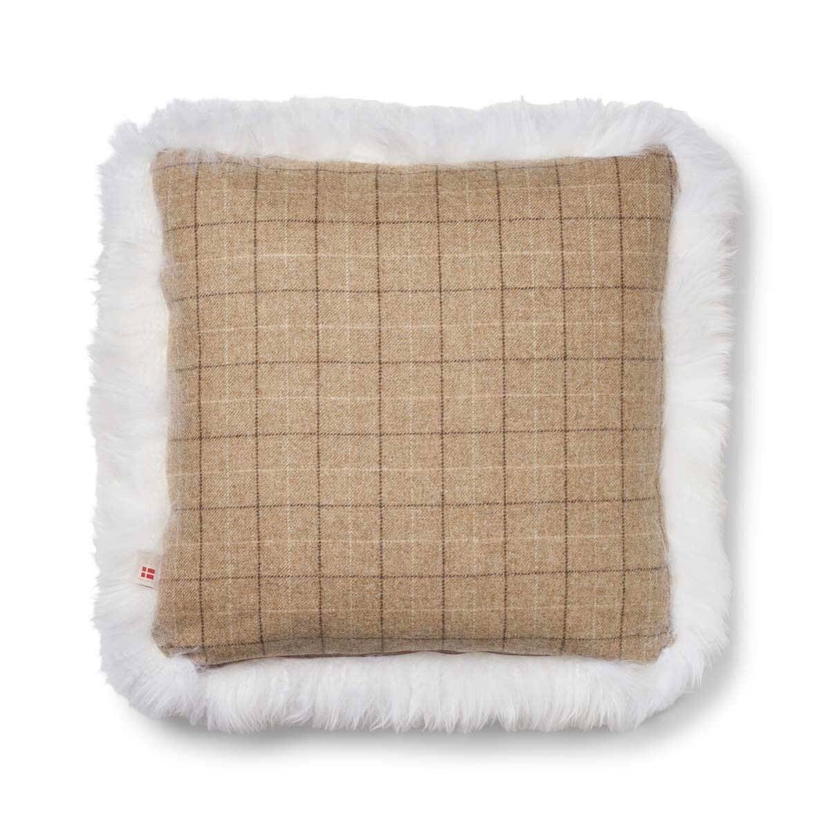 One Side Cushion | Long Wool | 52x52 cm Oatmeal-Beige/Ivory