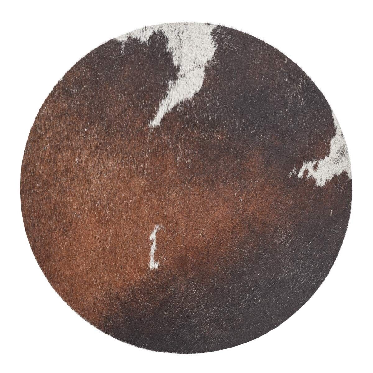 Cow Hide Seat Cover | Ø37 cm Salt/Pepper/Brown/White