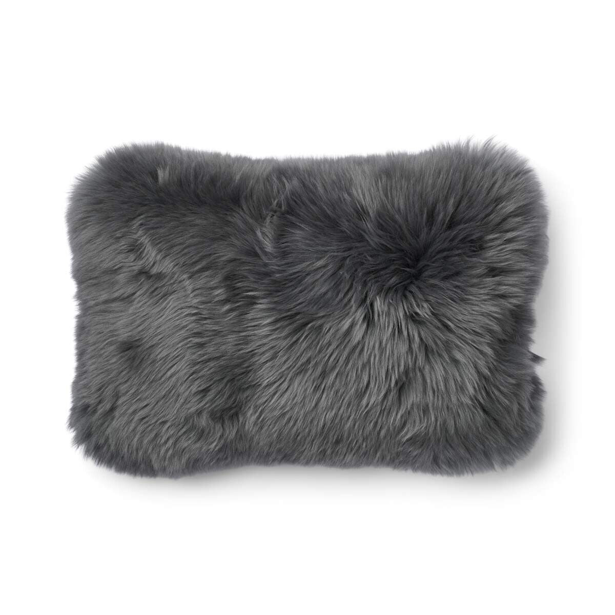 Long Wool Sheepskin Cushion | 34x52 cm Rock/Steel