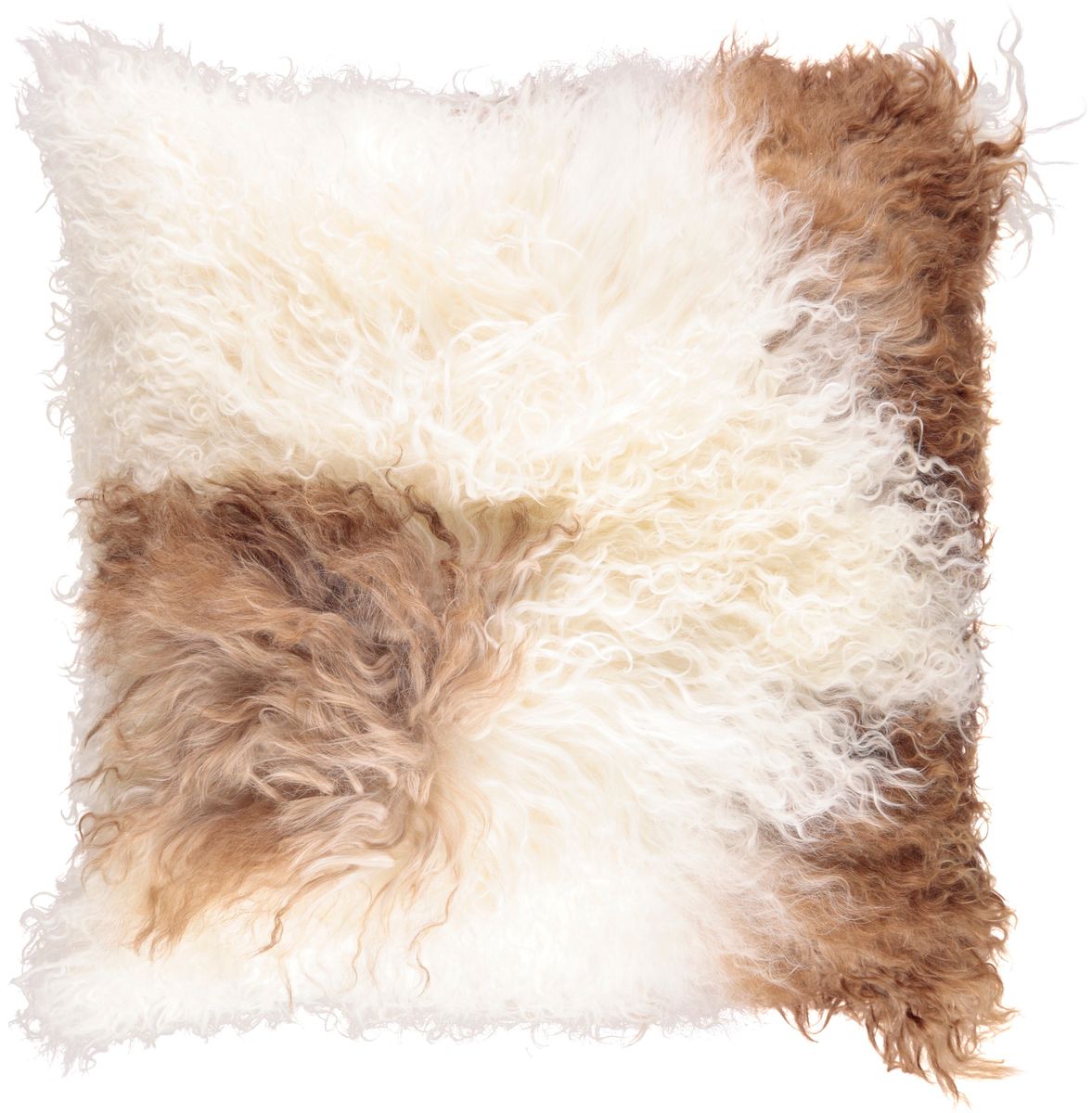 Mongolian Curly Cushion | 40x40 cm White/Brown/Mix