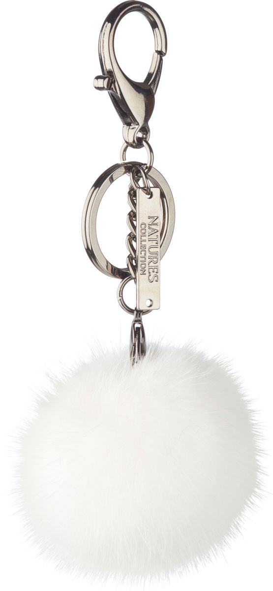 Pom Pom Keyring Black Metal White