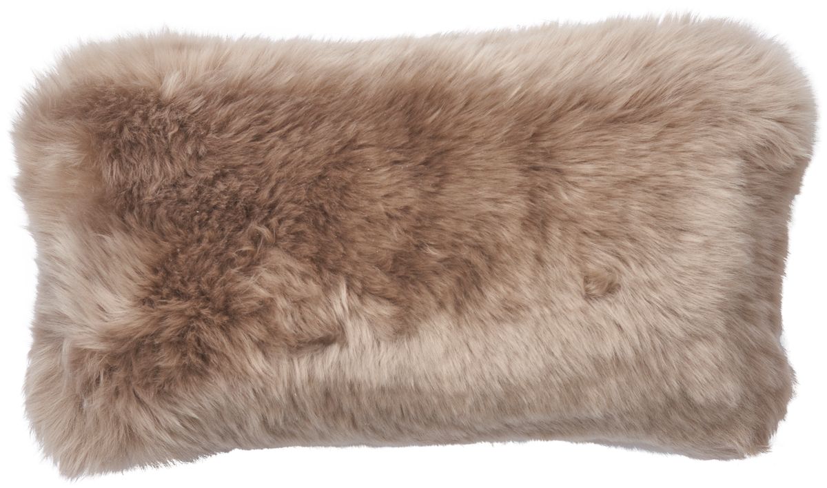 Long Wool Sheepskin Cushion | Doublesided | New Zealand | 25x50 cm Taupe