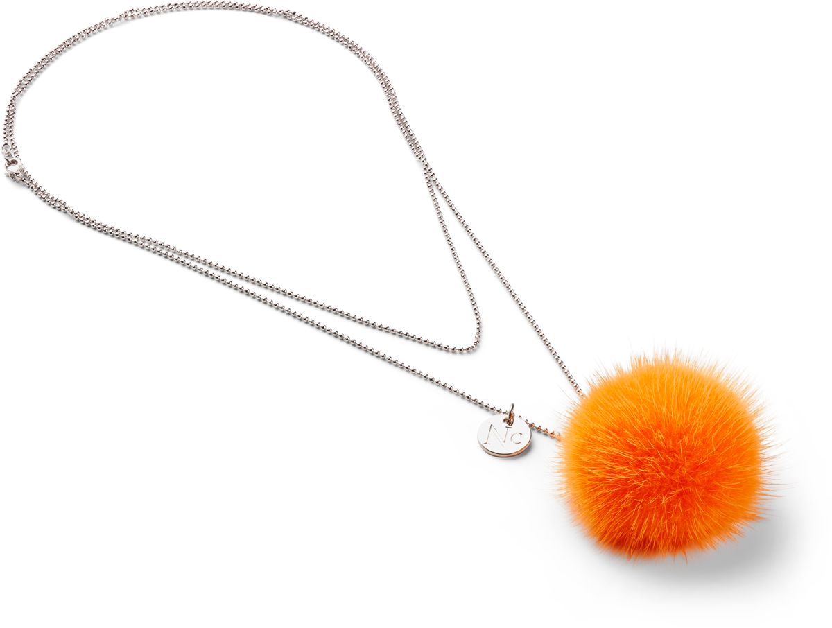 Necklace Pom Pom Orange Red