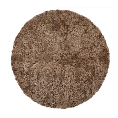 Short Wool Curly Sheepskin Design Rug | D140 cm Taupe