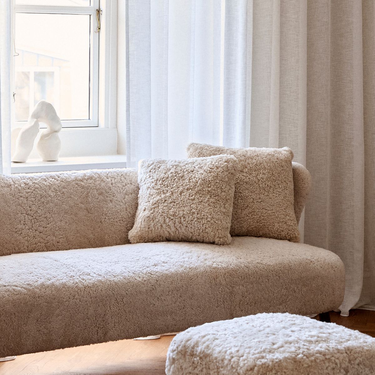 Short Wool Sheepskin Cushion | Doublesided | 40x40 cm Anthracite