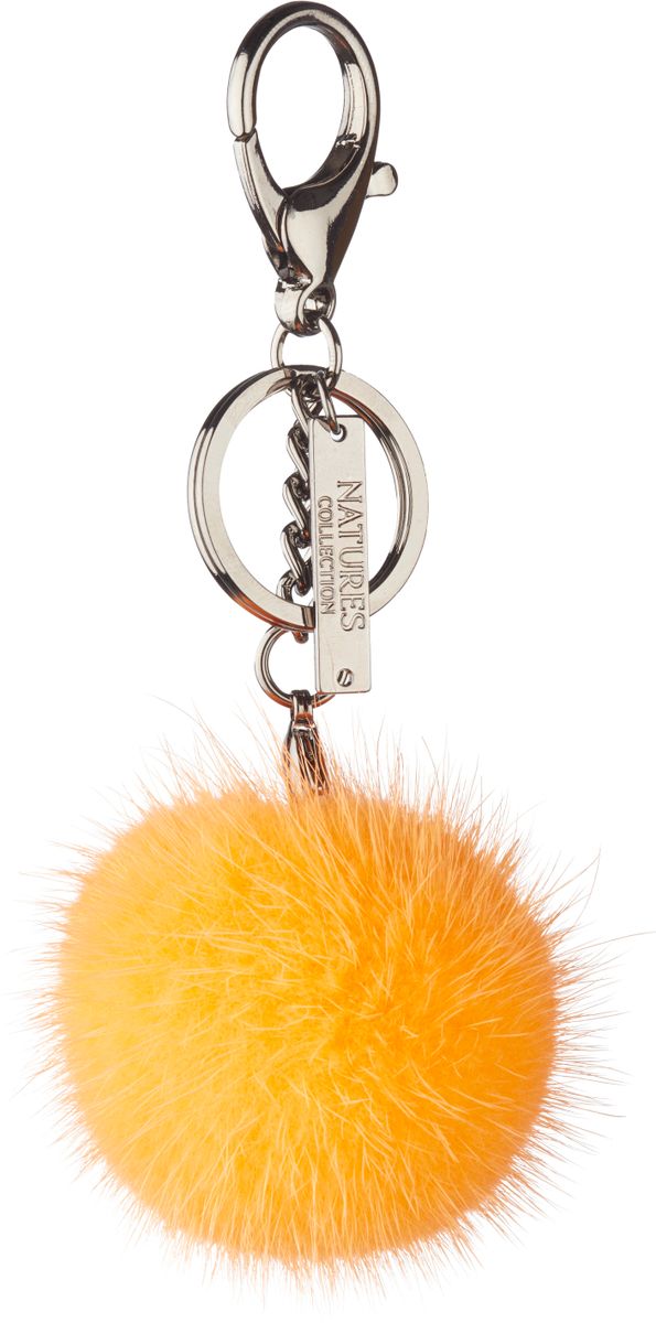 Pom Pom Keyring Black Metal Orange
