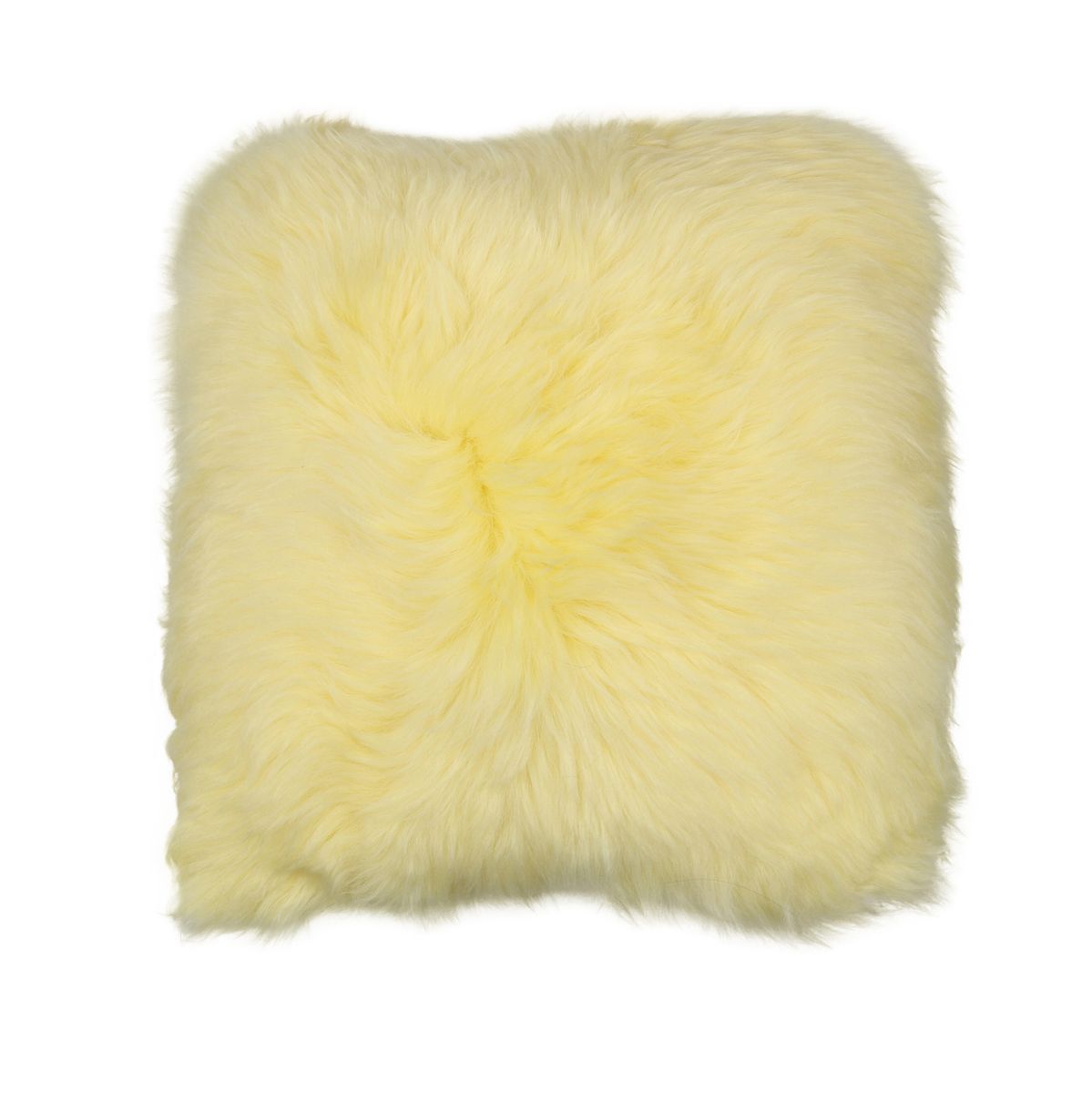 Long-Wool Sheepskin Cushion | 35x35 cm Lemon
