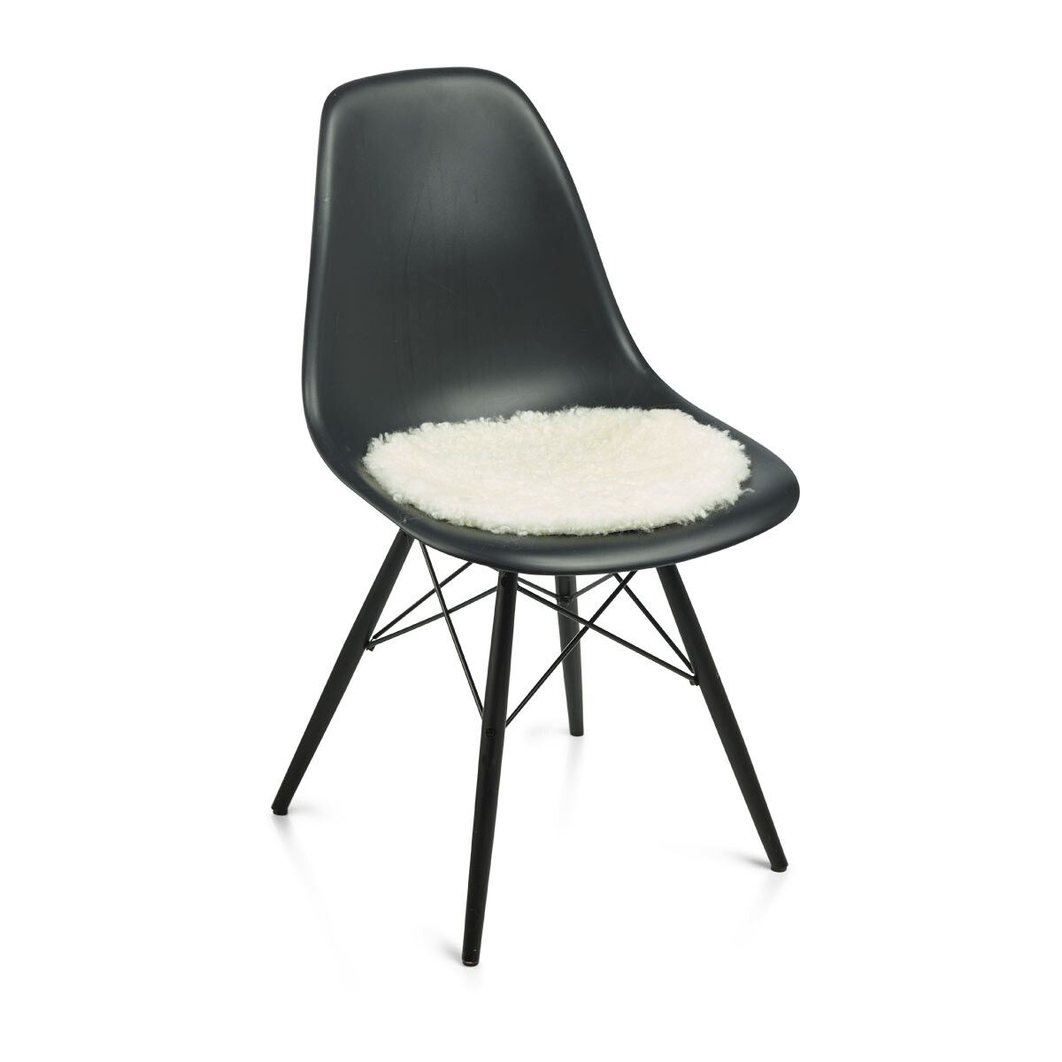 Premium Short Wool Curly Sheepskin Seat Cover | Ø38 cm Ivory