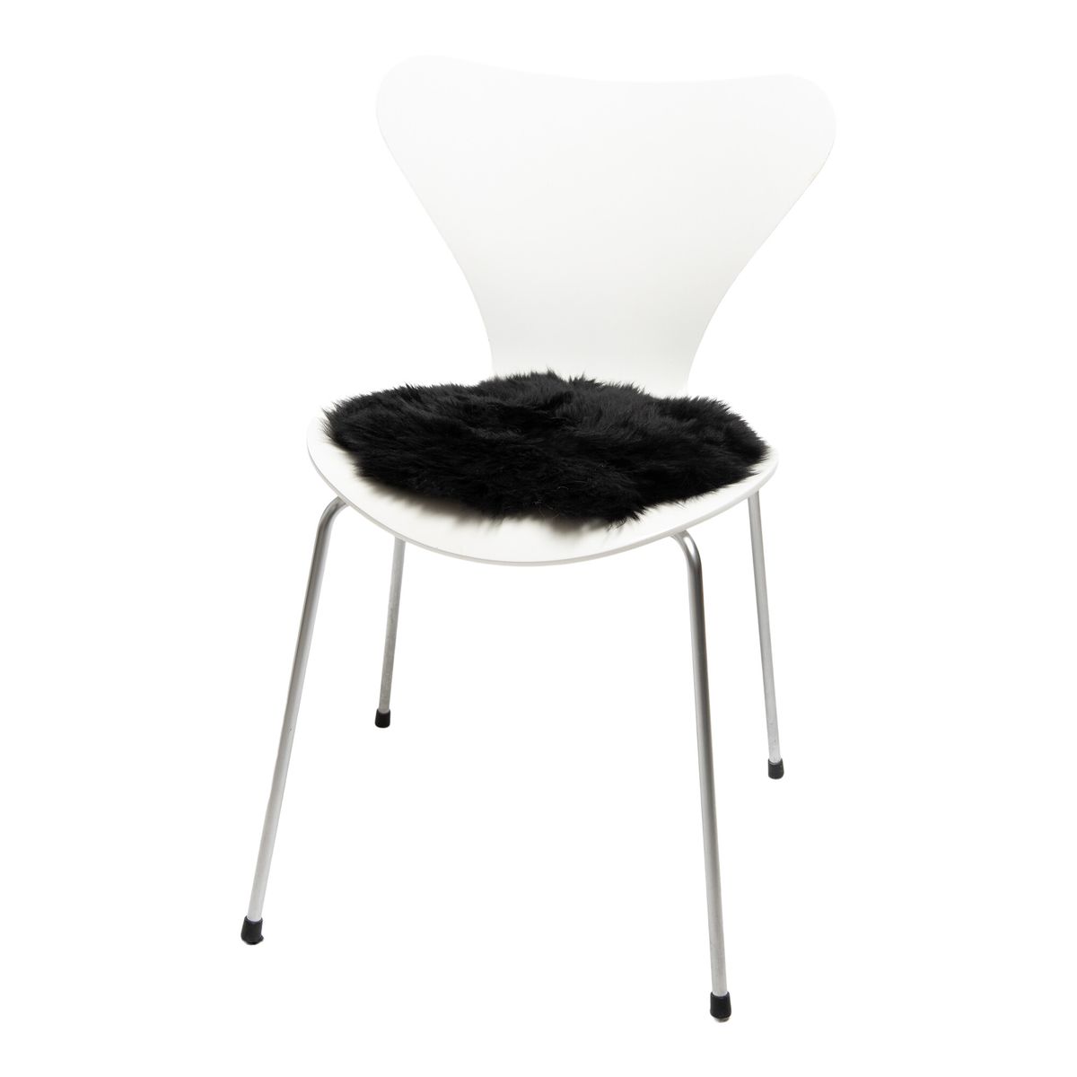 Long Wool Sheepskin Seat Cover 2 Pack | Ø35 cm Black