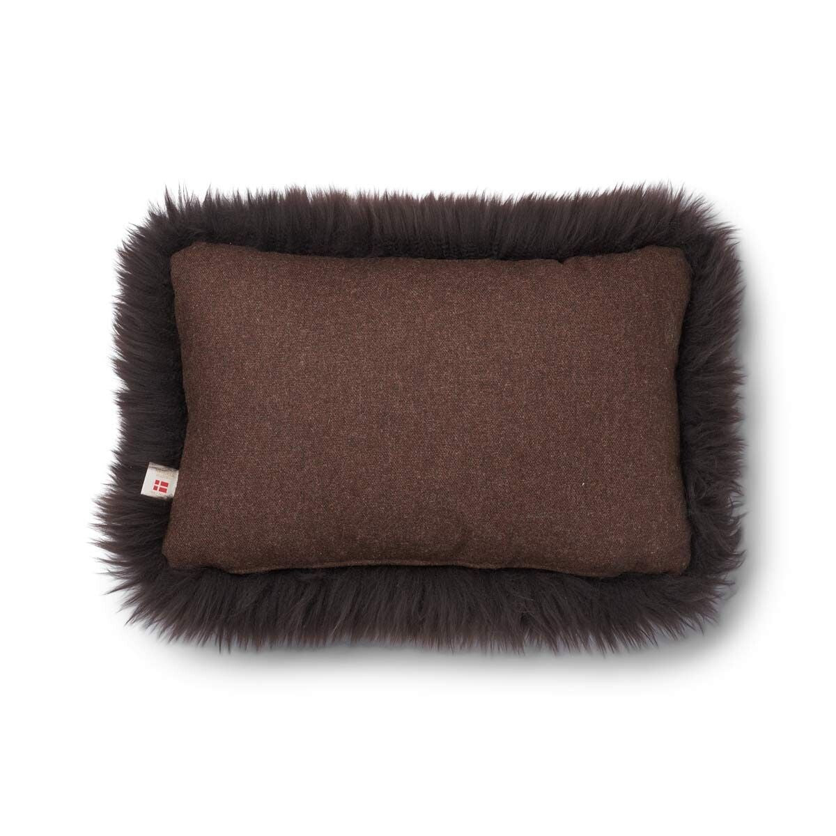 Long Wool Sheepskin Cushion | 34x52 cm Brown/Chocolate