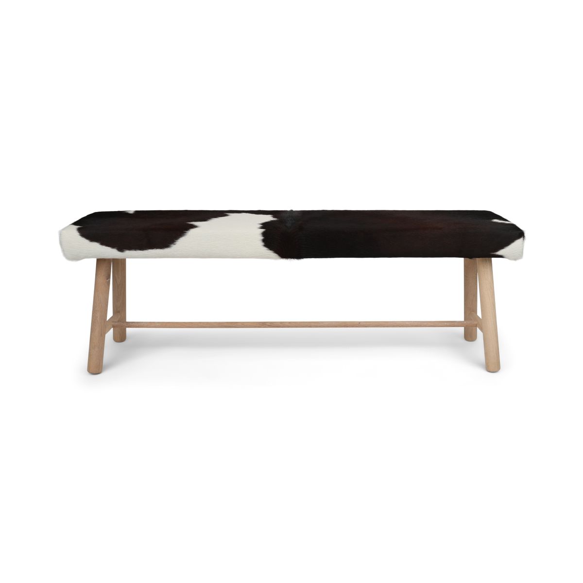 Theo Cowhide Bench | Oak Legs | 140x35x45 cm Black/White