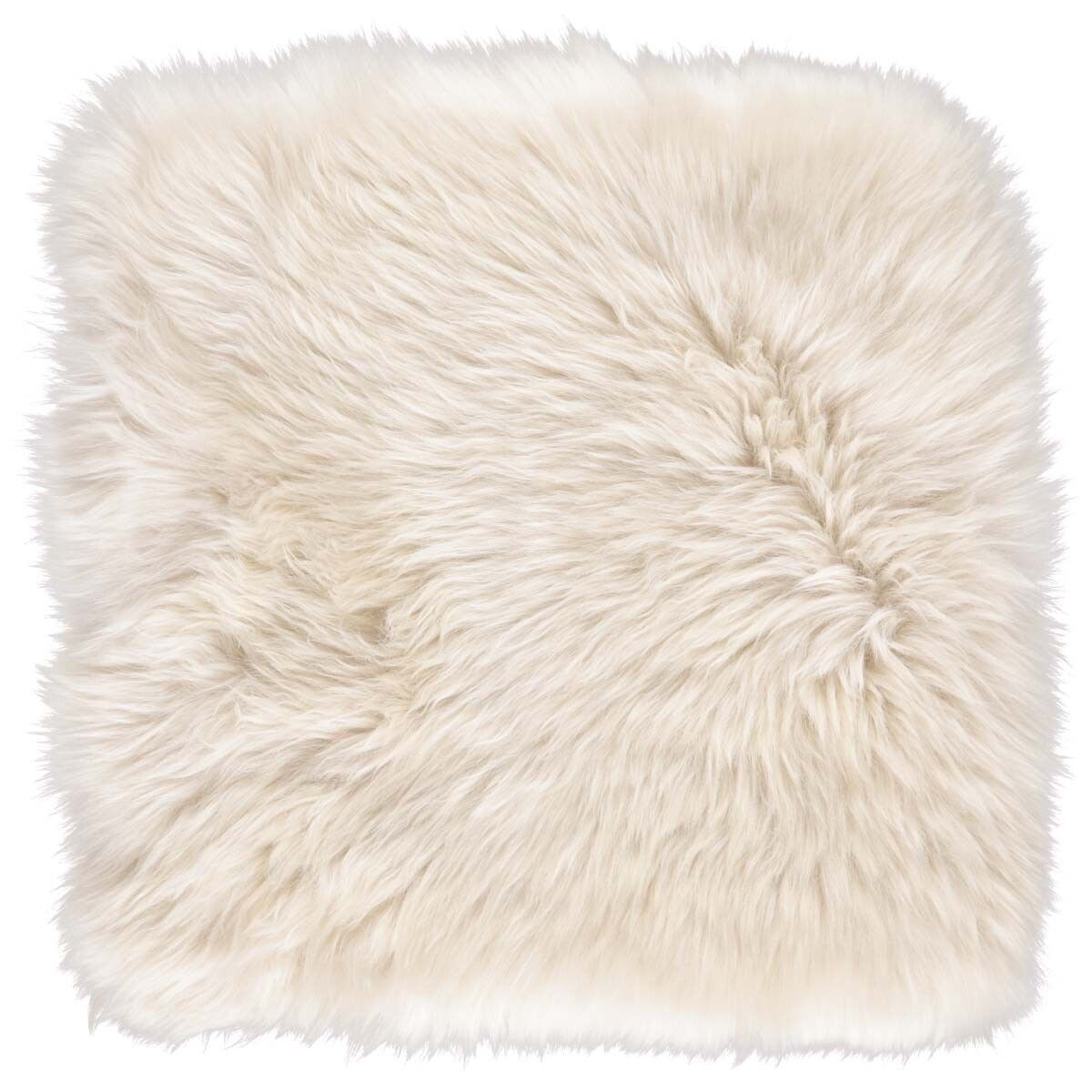 Long Wool Sheepskin Seat Cover | With Filling | 37x37 cm Linen