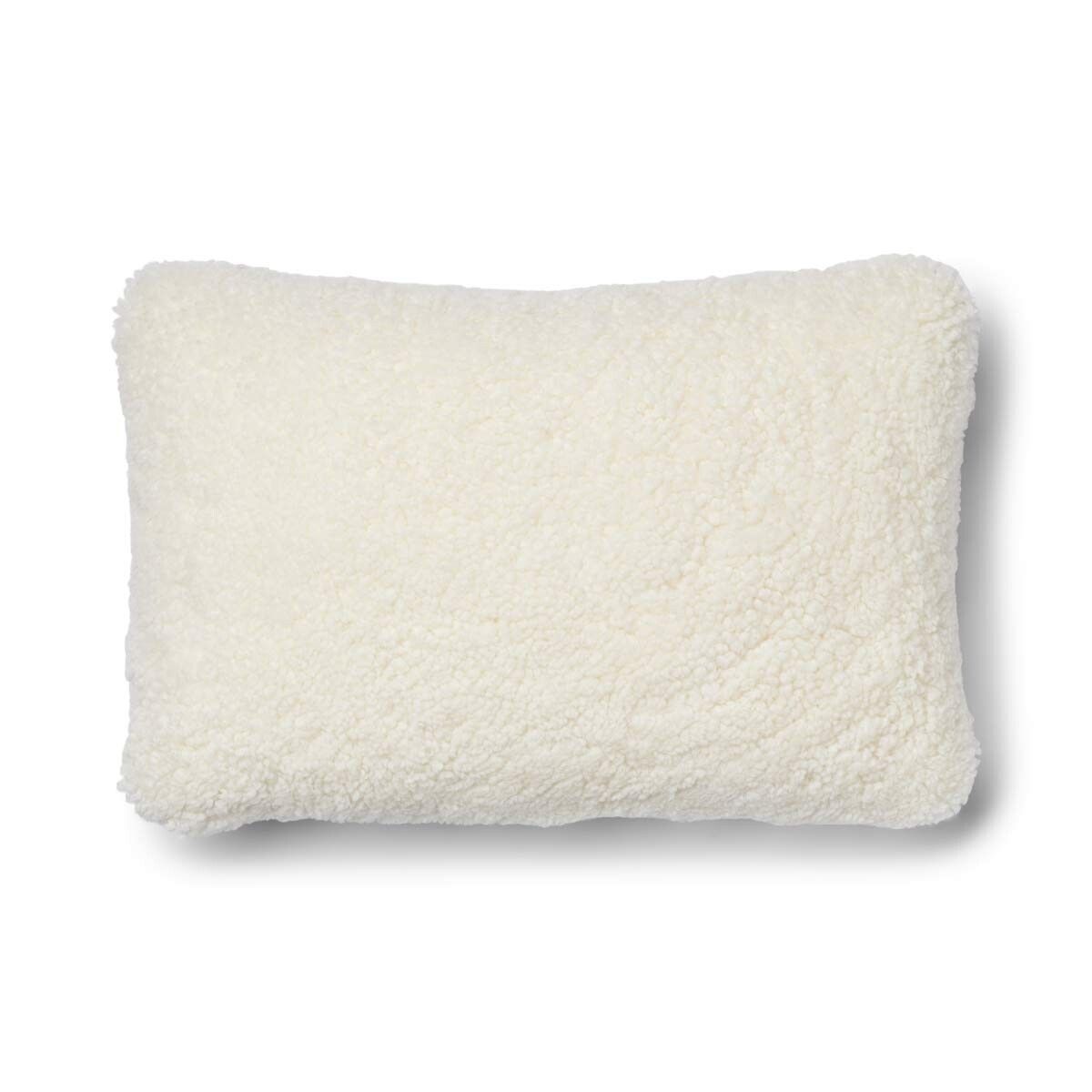 Short Wool Sheepskin Cushion | Two-sided |52x52 cm | 34x52 cm Silver/Ivory