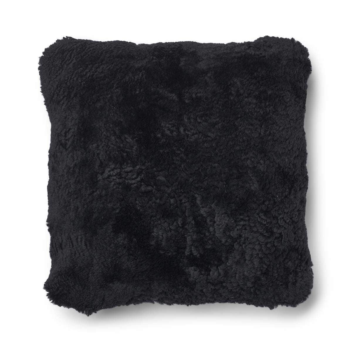 Short Wool Sheepskin Cushion | Two-sided |52x52 cm | 34x52 cm Charcoal/Black