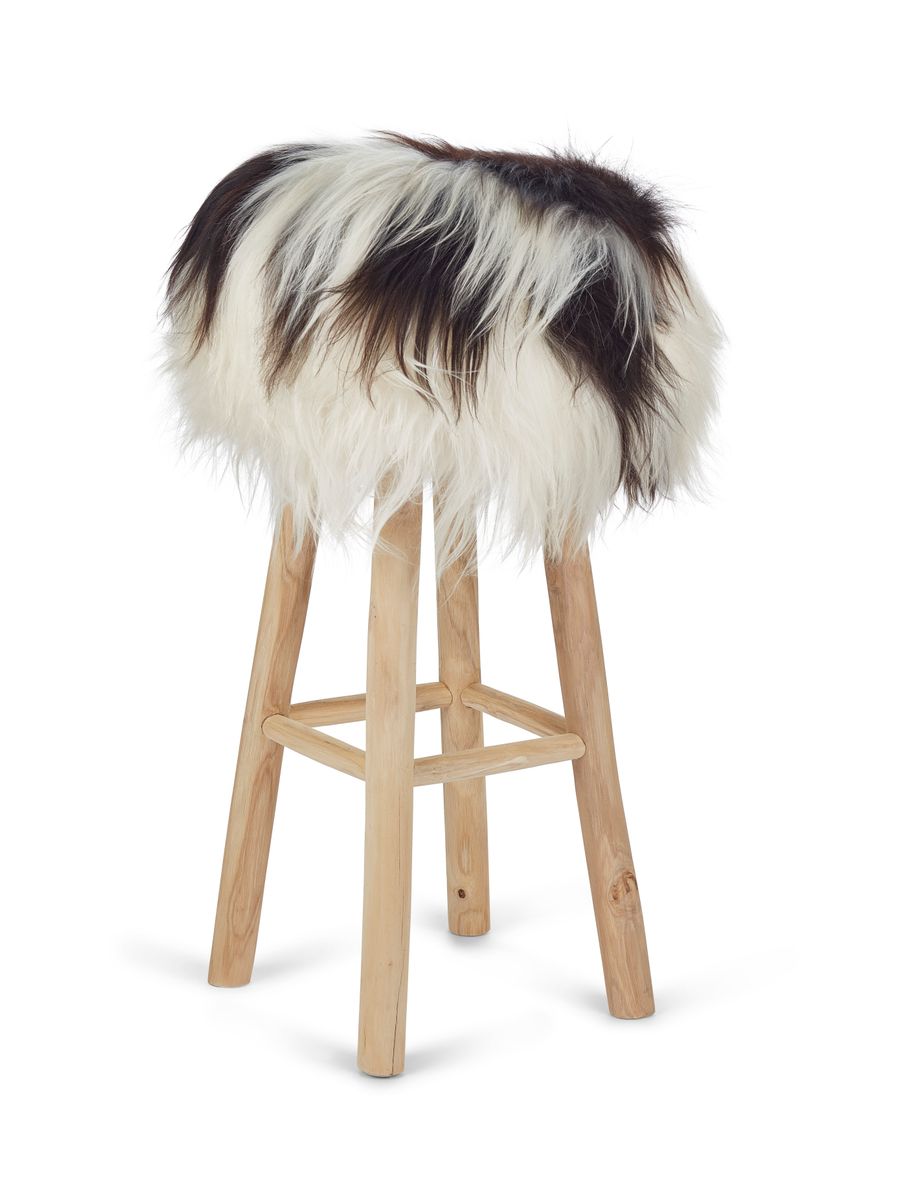 Theo Bar Stool + Cover | Oak Legs | Icelandic Sheepskin Spotted