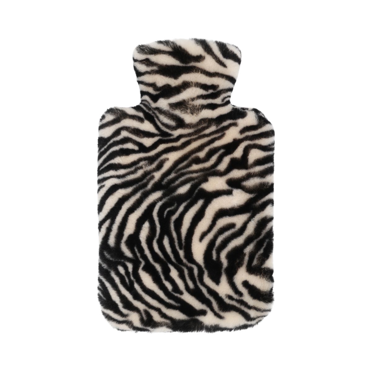 Premium Quality Moccasin Hot Water Bottle | 37x27 cm Zebra Print Black/Cream