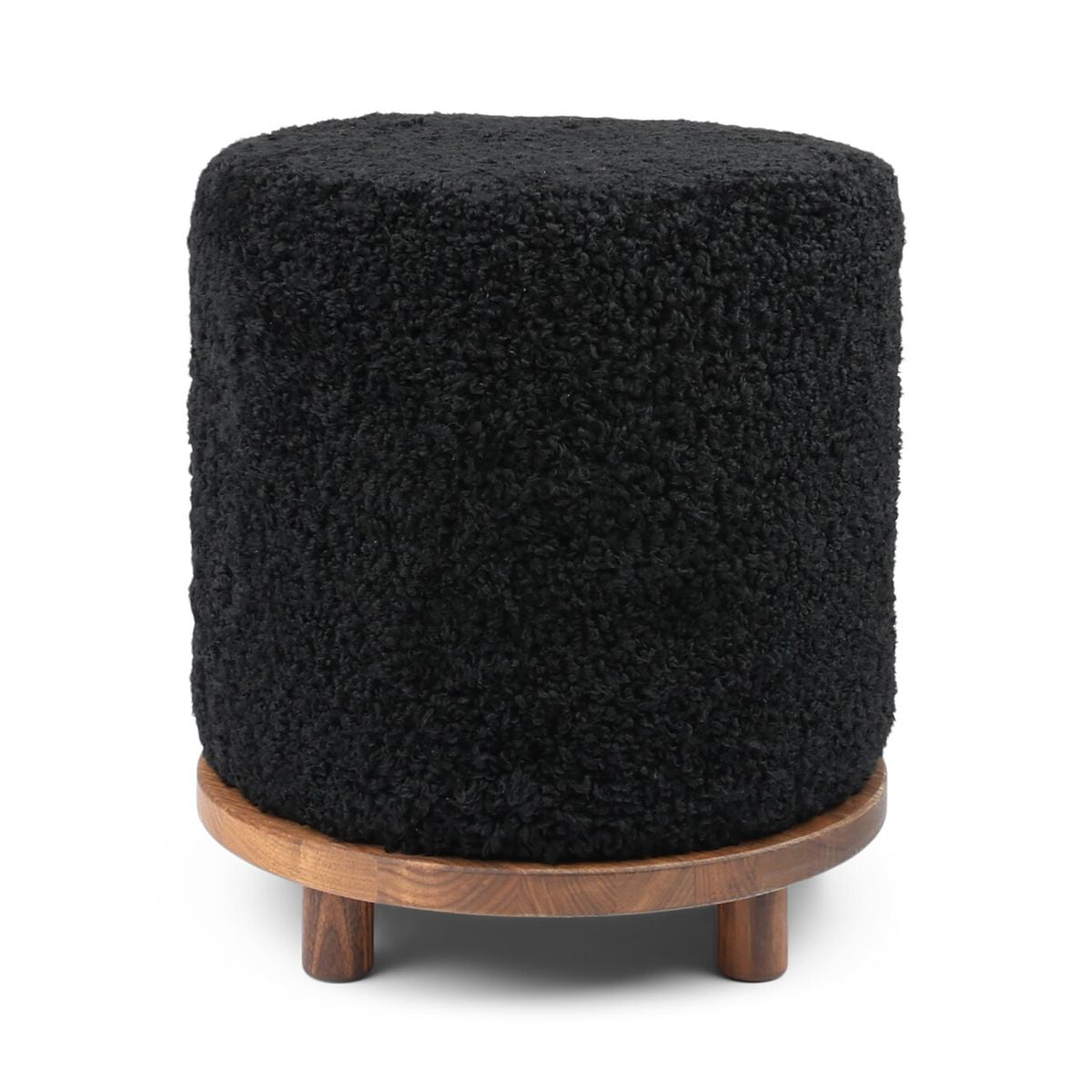 Simon Stool | Short Wool Black