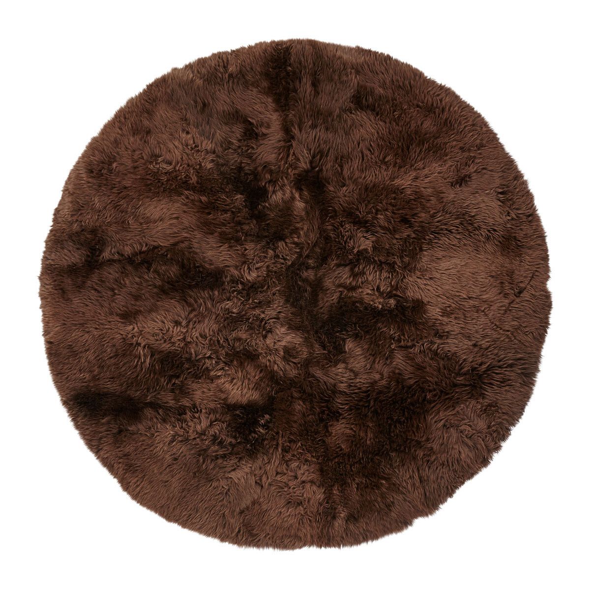 Long Wool Sheepskin Design Rug | D180 cm | D250 cm Chocolate